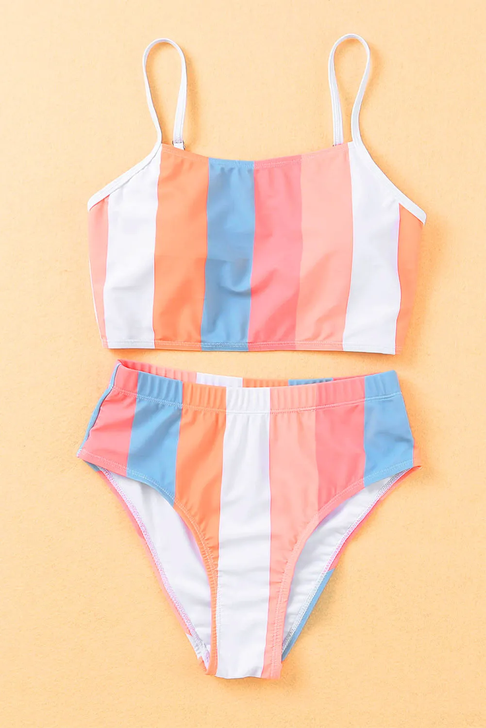 Striped High Waist Bikini Swimsuit
